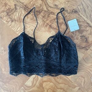 Free People Black Crochet Crop Top